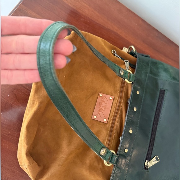 Patricia Nash Dark Green Genuine Leather Bag | Double Handles + Crossbody 🌲☘️ - Picture 12 of 15